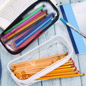 4 Pcs Clear Pencil Case, Waterproof PVC Pencil Bags Transparent Exam Pencil Case Pouch with Zipper for Stationery Cosmetics Storage