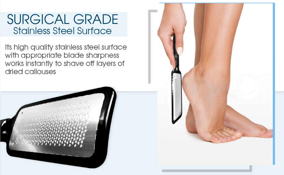 Colossal Foot Rasp File and Callus Remover. Best Foot Care Pedicure Metal Surface Tool to Remove Hard Skin. Can Be Used on Both Wet and Dry Feet, Surgical Grade Stainless Steel File.