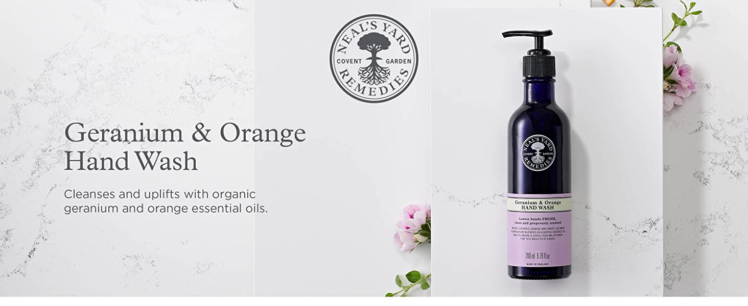 Neal’s Yard Remedies Geranium & Orange Hand Wash – No Pump | Organic Hand Wash with Geranium and Orange Essential Oils | Vegan Hand Wash Made with Organic Ingredients | 200ml