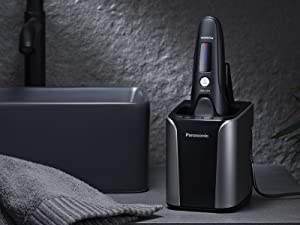 Panasonic ES-LV97 Wet and Dry Rechargeable 5-Blade Electric Shaver with Cleaning & Charging Stand ( UK 2pin Bathroom Plug)