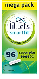 Lil-Lets Non-Applicator Super Plus Tampons X 96 | 6 Packs of 16 | Heavy Flow