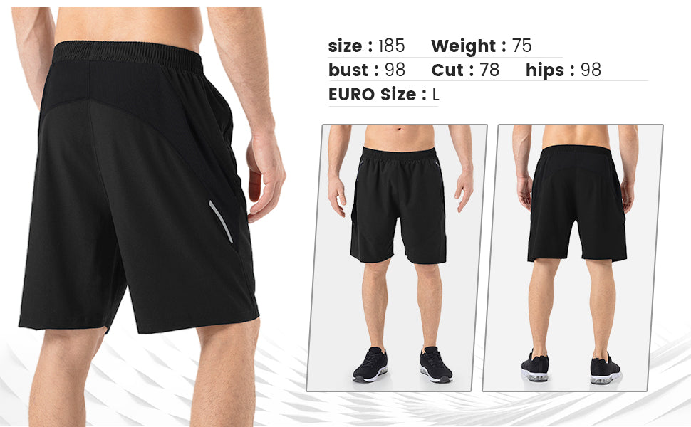 Kyopp Men's Shorts Casual Sports Shorts Workout Gym Running with Zip Pockets Quick Dry Rugby Shorts