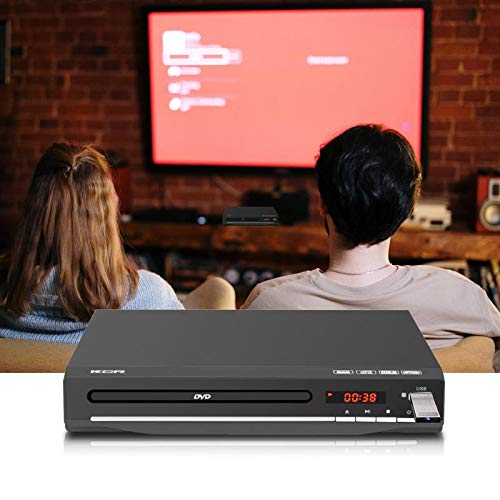 KCR DVD Player for TV, DVD/CD/MP3/AVI with USB port, HDMI and AV output (HDMI and AV cable included), Remote Control,Region Free,Black