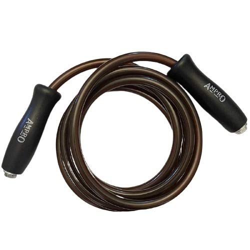 Ampro Wooden Handled Thai Skipping Rope - Muay Thai / Martial Art's / MMA / Boxing / Heavy Jump Rope (Black/Brown)