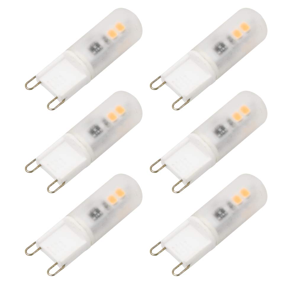 2W G9 LED Capsule Light Bulb Warm White 3000K 18W-20W Halogen G9 Bulbs Equivalent AC 220-240V 360 Degree LED Energy Saving Mini G9 Lamp (6-Pack, Non-dimmable)