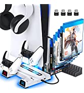 OIVO PS5 Stand with Cooling Fan and Dual Controller Charging Station for Playstation 5 PS5 Console, Upgraded PS5 Cooling Fan with Charging Dock Station and 12 Game Slots - 2 IN 1 Cable Included