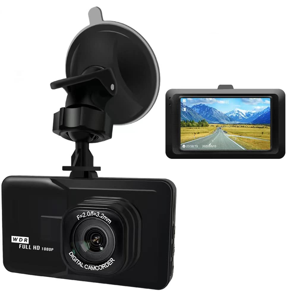 1080P Full HD Dash Camera for Cars, Dash Cam Front with 3" LCD Screen 170° Wide Angle, Car Camera Recorder with WDR Night Vision, G-Sensor, Parking Monitor, Loop Recording, Motion Detection