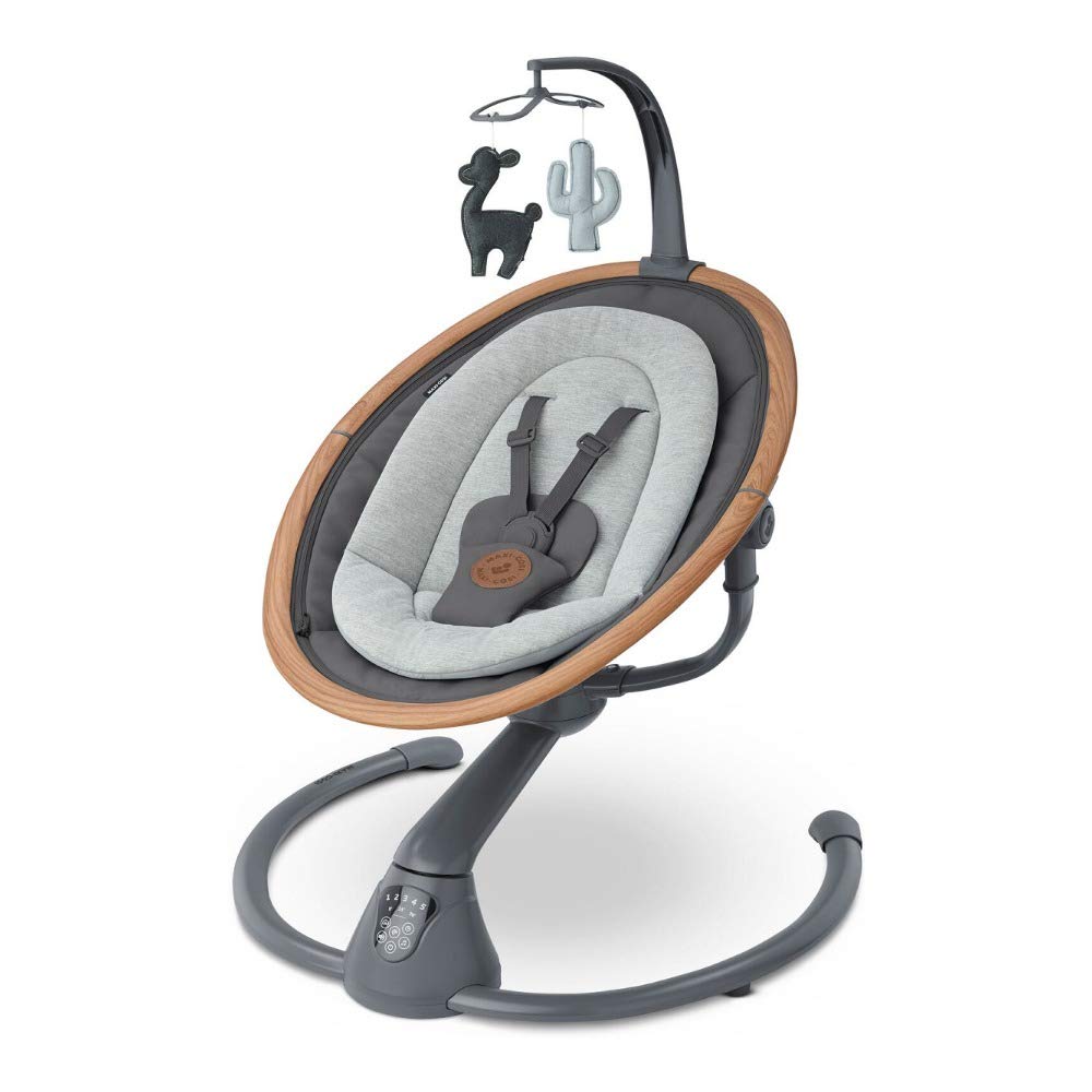 Maxi-Cosi Cassia Swing, Electric Baby Swing for Newborns with Music, From Birth Until Approximately 6 Months, 0-9 kg, Essential Graphite