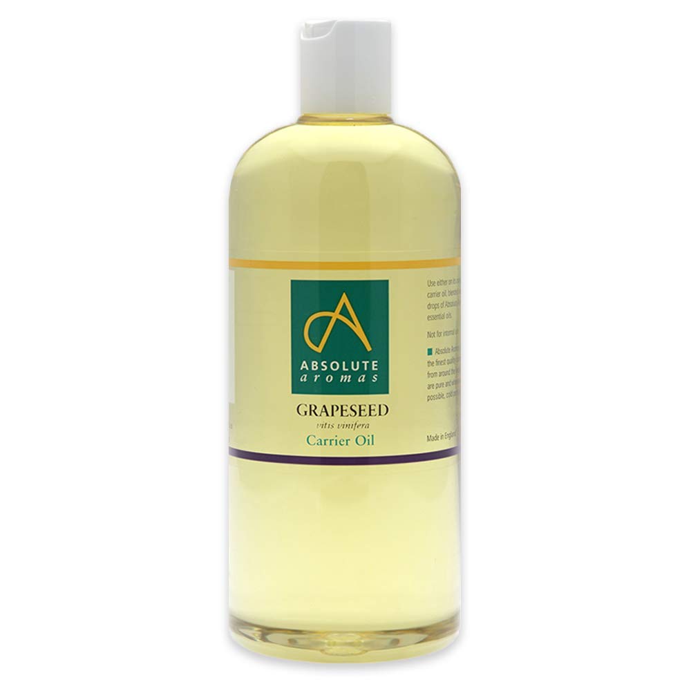 Absolute Aromas Grapeseed Oil 500ml - Pure, Natural, Vegan, GMO-Free - Massage Carrier Oil and Moisturiser for Hair, Skin, Face and Nails