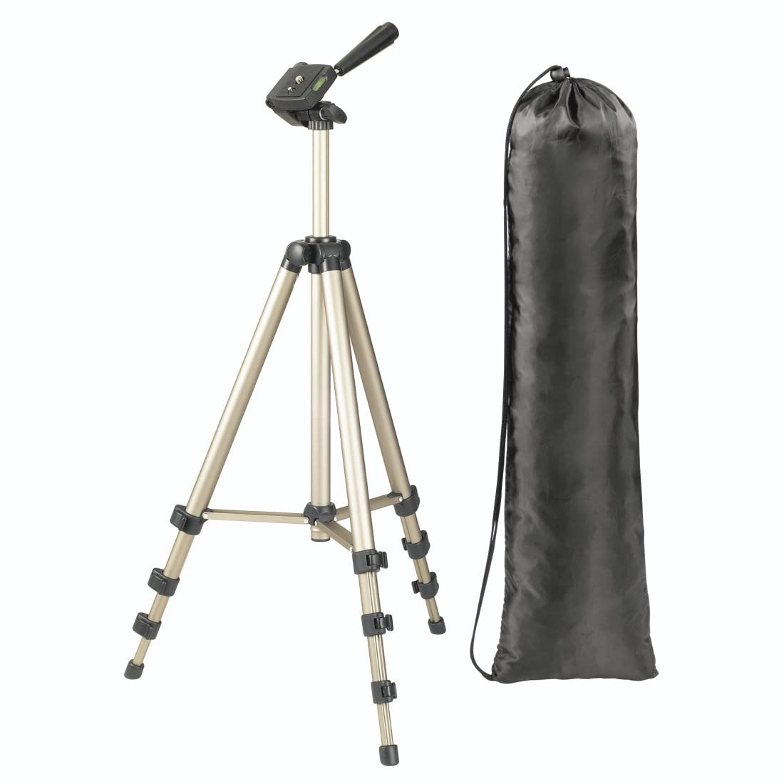 Hama Camera Tripod Star 700 EF (light tripod with 3-way head, photo tripod with 42.5-125cm height, tripod incl. carrying case, camera tripod suitable for SLR and system cameras), Champagne