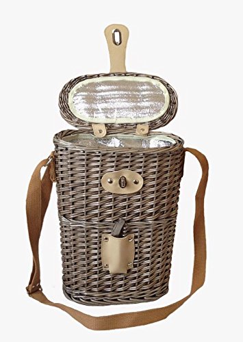 Red Hamper Wicker Willow 2 Bottle Willow Insulated Bottle Carrier