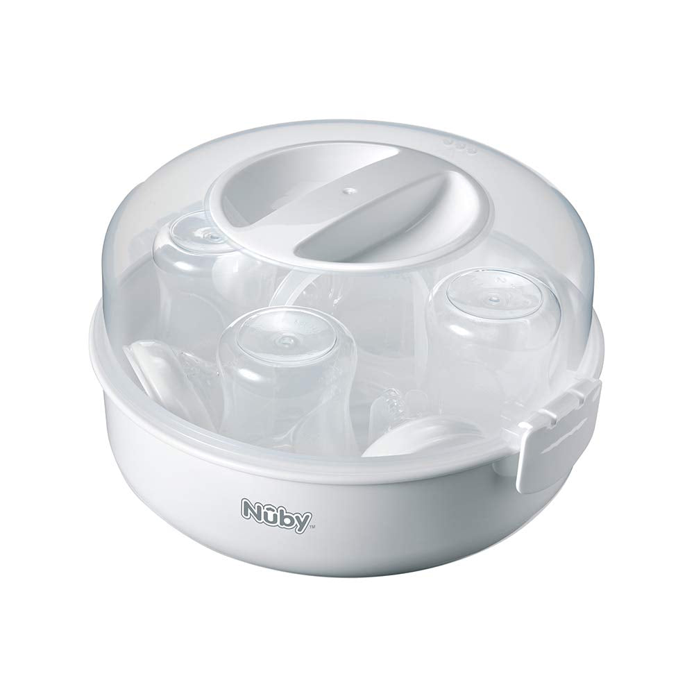 Nuby Microwave Steriliser, White, Quick and Easy Sterilisation, Kills 99.9% of Germs, Keeps Contents Sterile for 24 Hours
