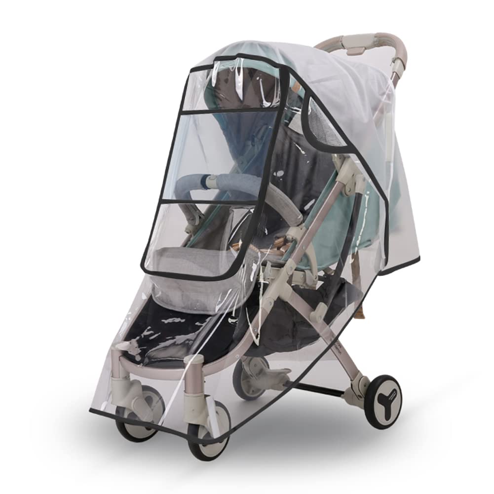 Universal Rain Cover for Pushchair Stroller, Transparent Pram Rain Cover with Zip, Baby Travel Wind Snow Covers Resistant and Durable Fit Most Pushchair, Pram, Buggy, Prams