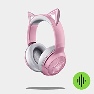 Razer Kraken BT Kitty Edition - Bluetooth Wireless Gaming Headset (The Wireless Cat-Ear Headphones, Chroma RGB Lighting, Internal Beamforming Microphone, 40 mm Driver, Earcup Controls) Quartz