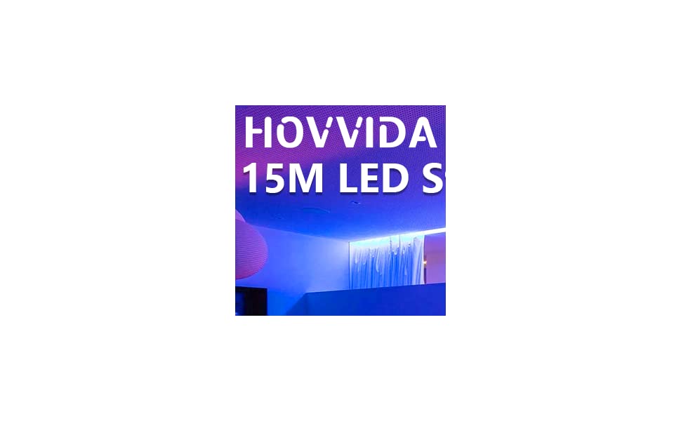 LED Strip Lights, HOVVIDA 15M RGB LED Strip with 44 Keys Remote Control, Music Sync, Controlled by APP, 16 Million Colors, Timing Mode, for Home, Party, Festival
