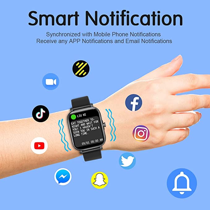 GCBIG Smart Watch, 1.69'' Full Touch Fitness Watch with Health Heart Rate Sleep Monitor, IP68 Waterproof Outdoor Sports watch, Step Counter Smart Watch for Men Women Activity Trackers for Android iOS