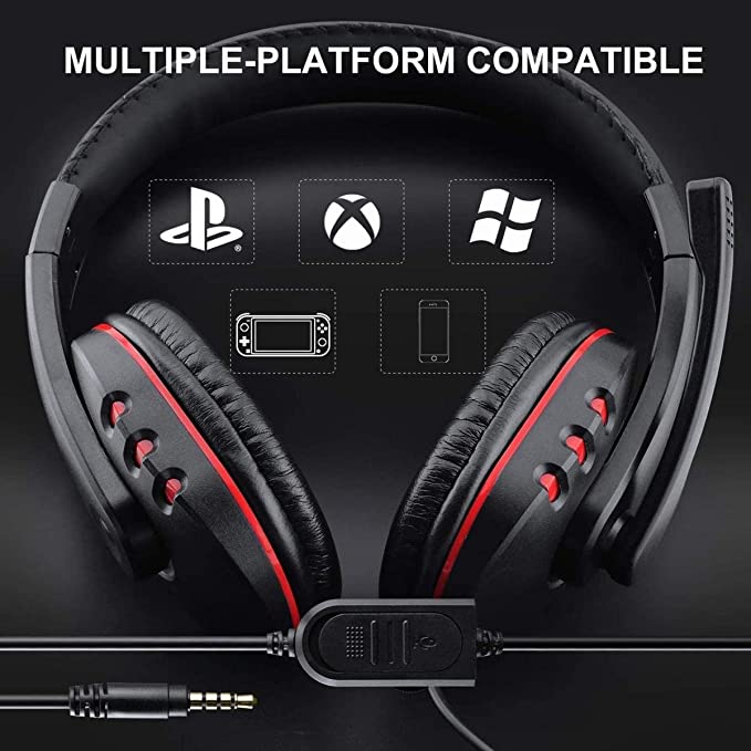 JAMSWALL Gaming Headset for PS4 Xbox One S 3.5mm Wired Over-head Stereo Gaming Headset Headphone with Mic Microphone, Volume Control for SONY PS4 PC Tablet Laptop Smartphone Xbox One S