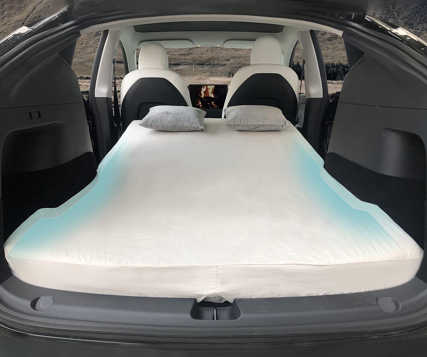 TESCAMP Camping Mattress CertiPUR Memory Foam Car Mattress, Storage Bag & Sheet Provided, for Tesla Model 3, Y, Portable, Foldable, Space Saver, in Car Sleeping, Twin Size