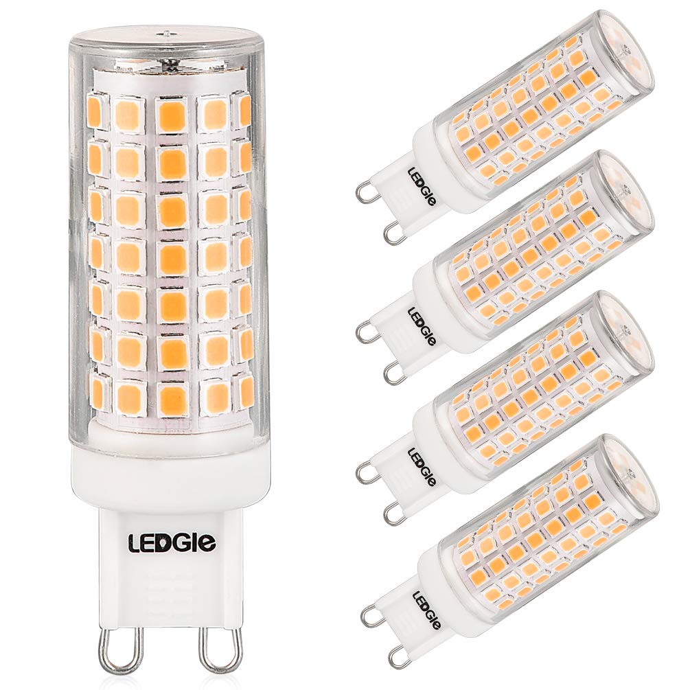 LEDGLE 5 Pack G9 LED Light Bulbs, 700lm Non-dimmable 88LEDs 8W Equivalent to 80 Watt Halogen Bulb, No Flicker Bulb Warm White 3000K