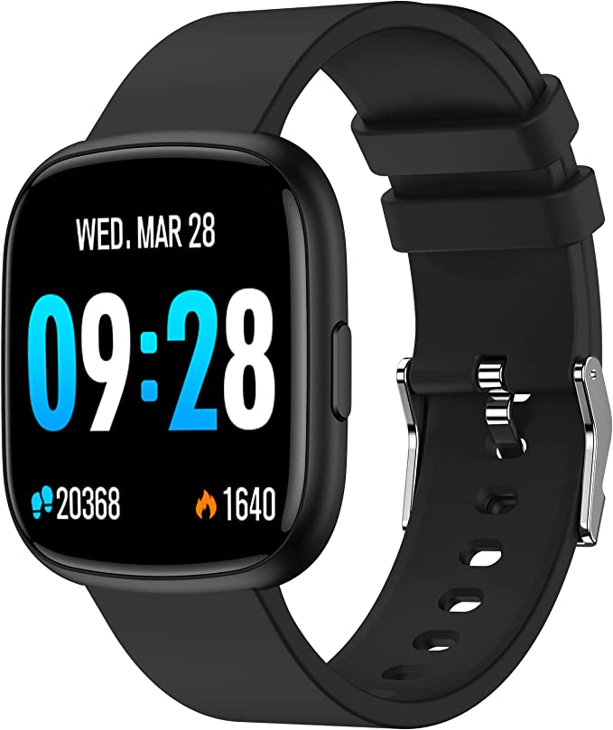 woednx Smart Watch,1.4'' Fitness Tracker with Heart Rate, Blood Pressure and Sleep Monitor,Message Notification,Smartwatch for Men Women,IP68 Waterproof Smartwatch Sports for iOS Android-Black