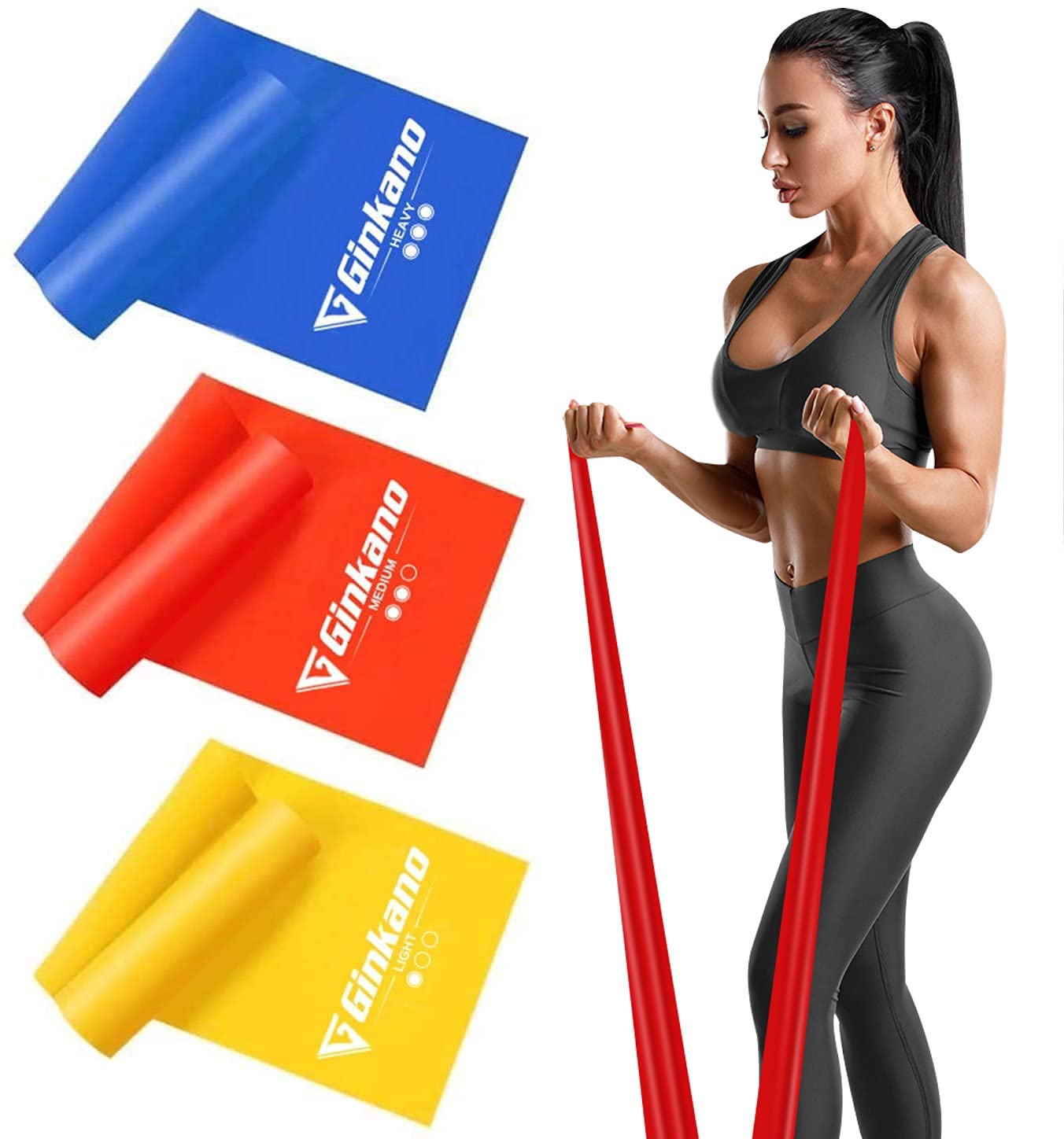Haquno 3 Pack Exercise Resistance Bands; Set with 3 Resistance Levels;1.8M Exercise Bands Resistance for Women and Men. Ideal for Strength Training, Yoga, Pilates