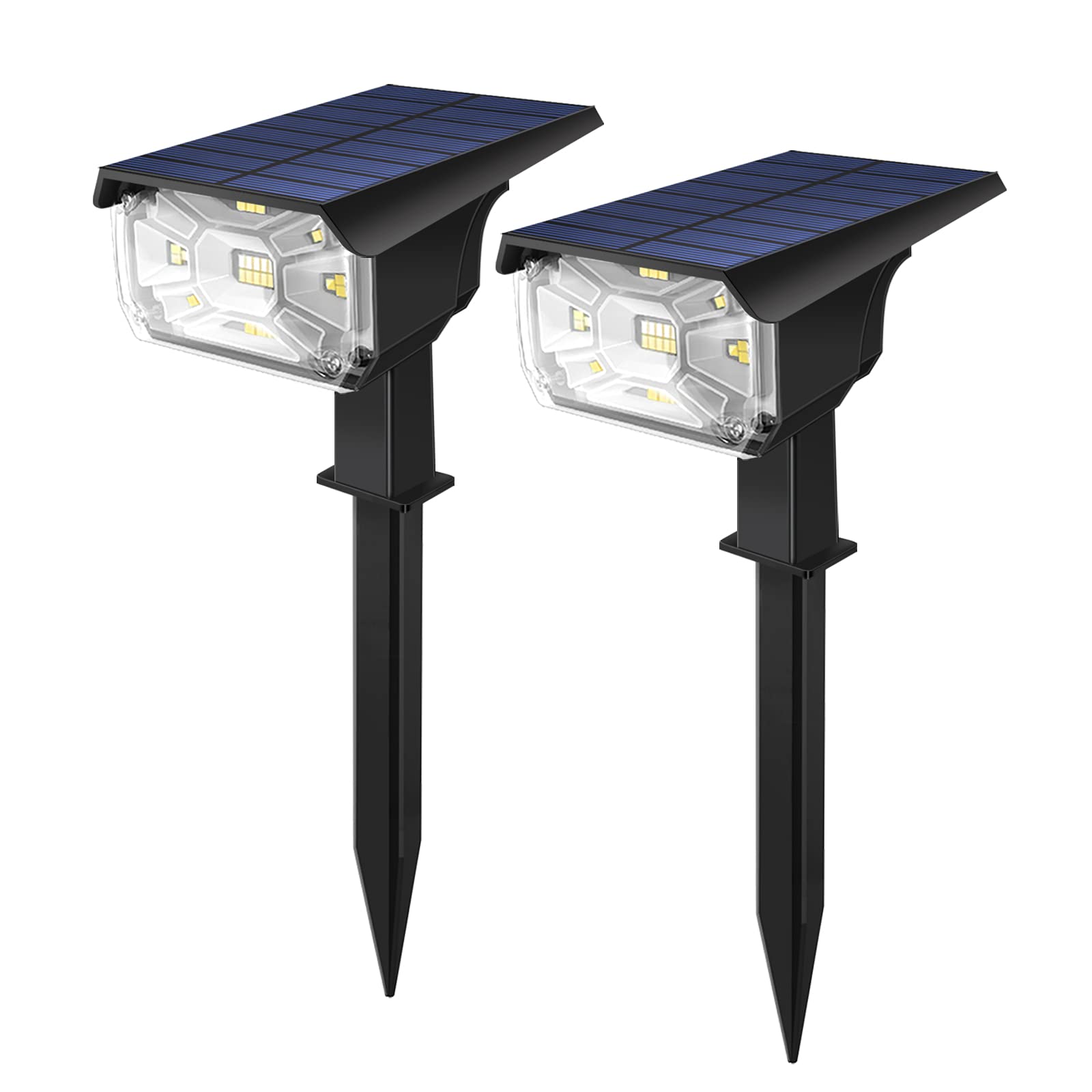 Solar spot Lights Outdoor Garden, 32 LED Solar Garden Lights Adjustable Angle Wall Lights Ip65 Waterproof, 2 Pack USB Charge Solar Landscape Spotlights for Pathway Patio Gate Yard Porch Driveway
