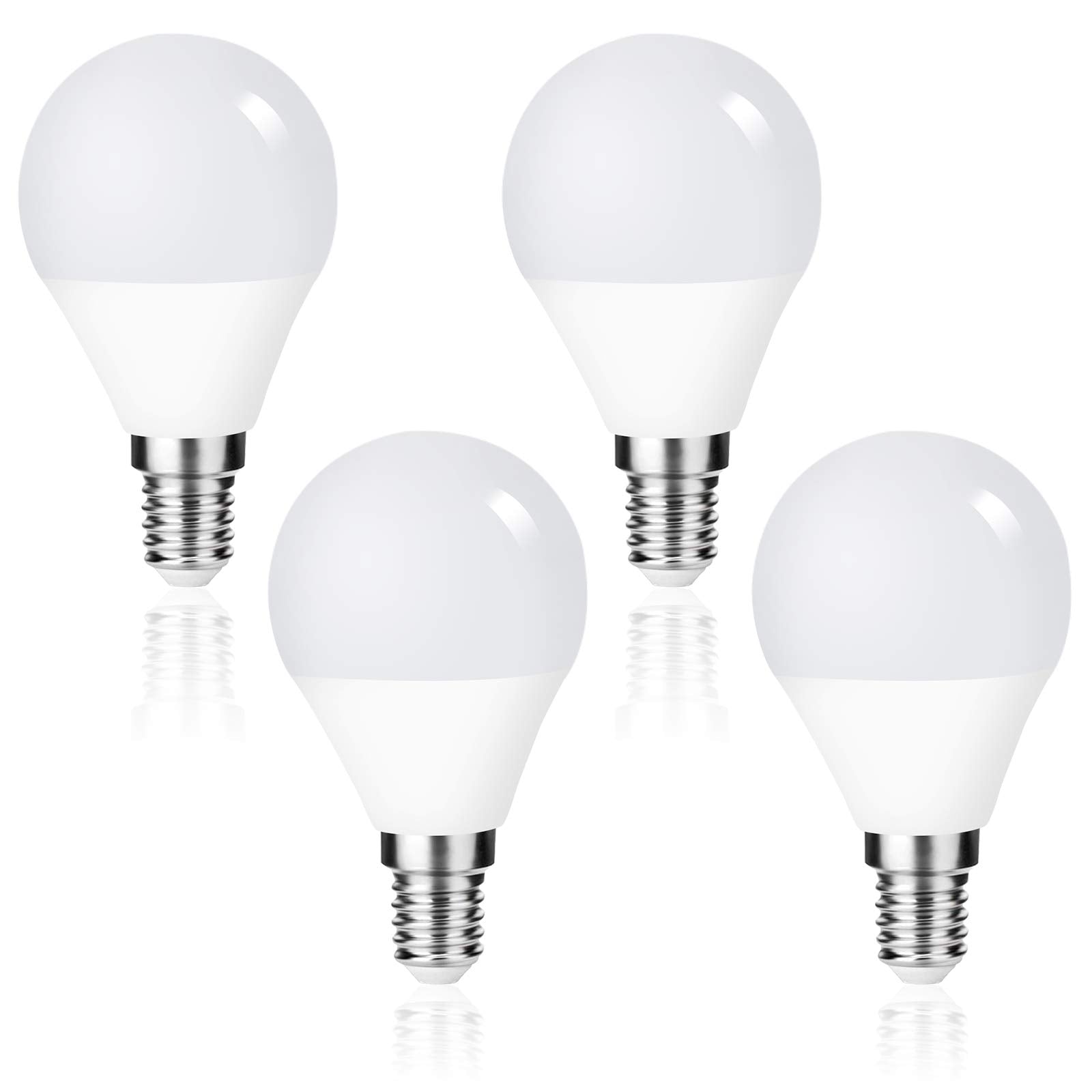 E14 LED Bulbs 5W G45 Edison Screw Light Bulb Globe Golf Ball Lights Plastic Frosted 25W Incandescent Bulb Equivalent,Non-dimmable Lamp Warm White 3000K,Pack of 4 Energy Saving Bulbs