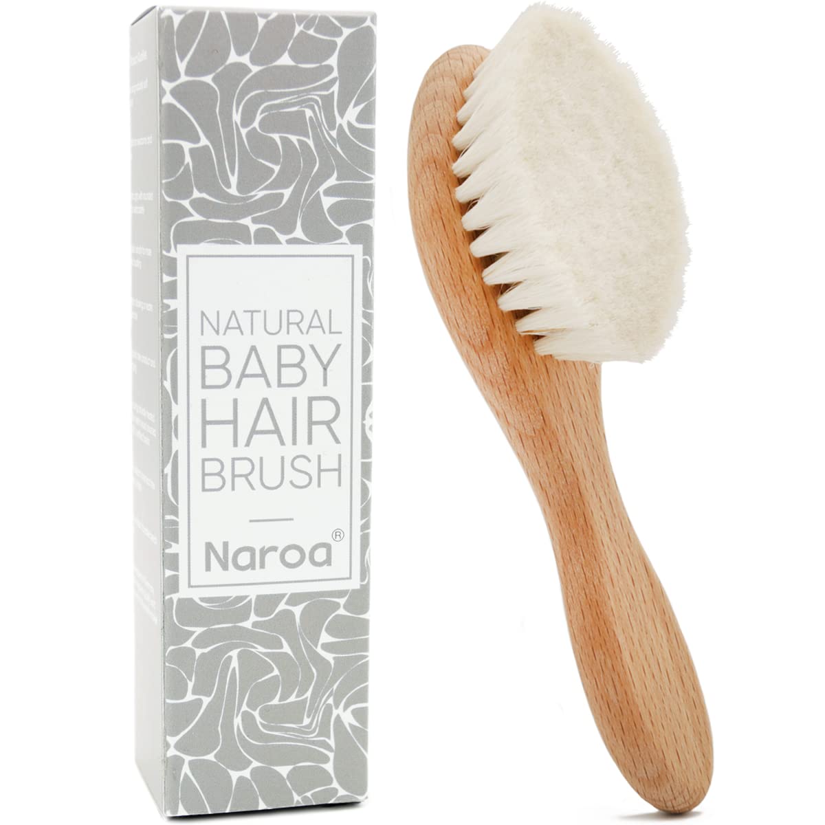 Naroa ® Soft Natural Baby Hair Brush | Eco-Friendly Safe Wooden Handle & Smooth Goat Bristles for Newborns Toddlers | Wood Hairbrush for Scalp Health Prevent Cradle Cap | Girl Boy Baby Gift Registry