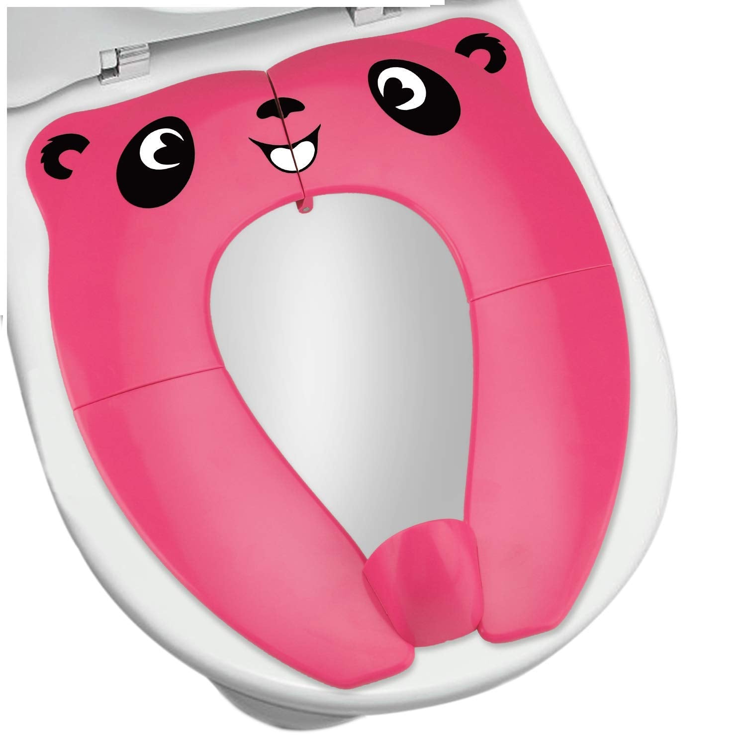 [Upgrade Version] Foldable Potty Seat - RIGHTWELL Travel Toilet Seat, Toilet Training Seat Portable Toilet Seat Toddler PP Material with Carry Bag (B, Pink)