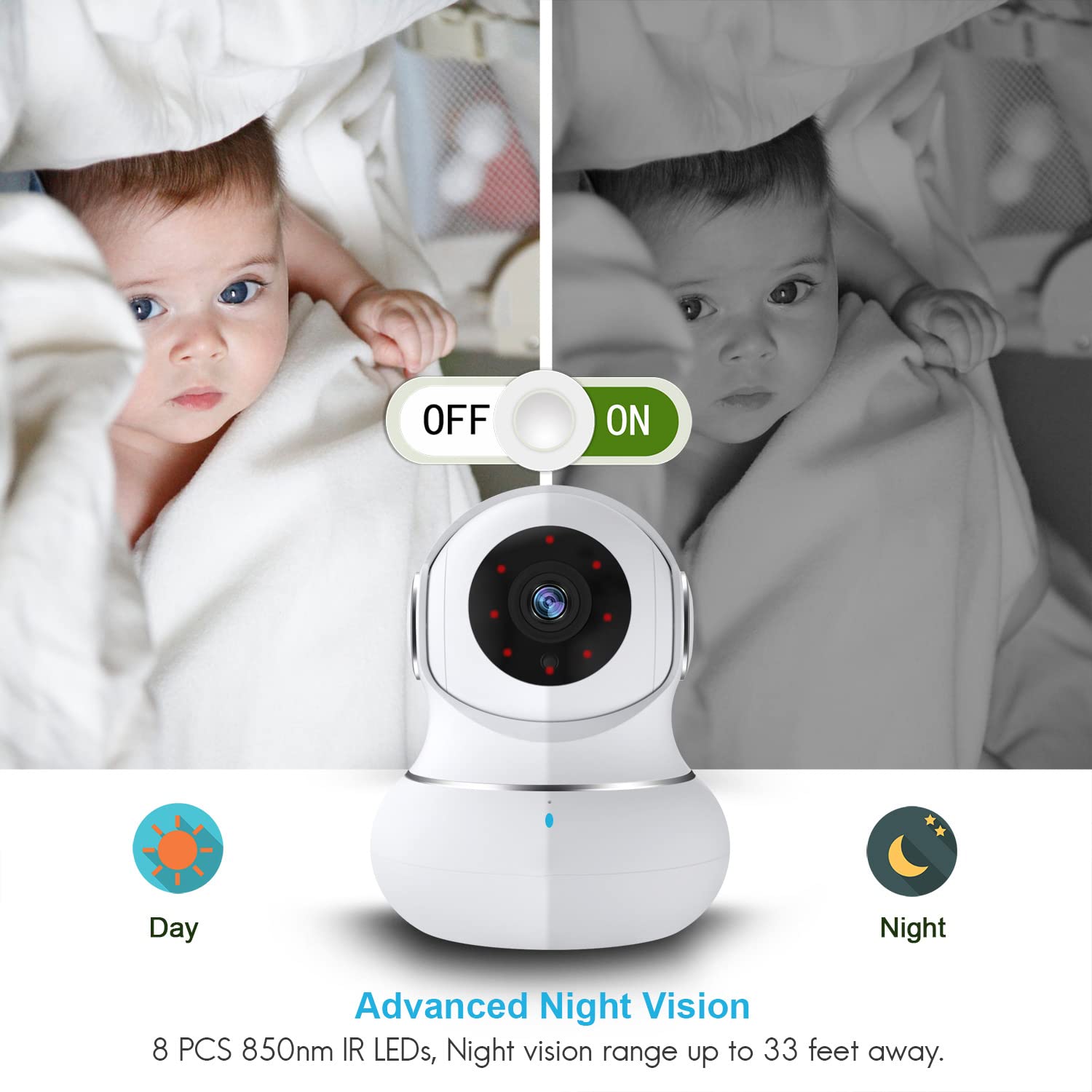 little elf Wifi Camera, Baby Monitor Camera 1080P Smart Security Cameras for Dog/Nanny, Pet Camera with App for Motion Tracking ,Night Vision, Tilt Zoom,Works with Alexa