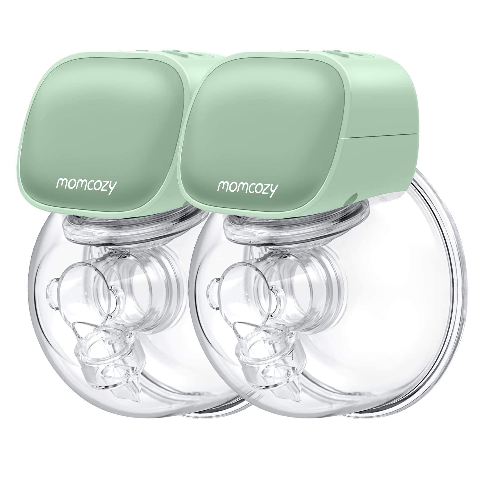 Momcozy Wearable Breast Pump, Double Breast Pumps, Portable 2pcs Electric Breast Pumps with 2 Mode & 5 Levels- 24mm (Green)