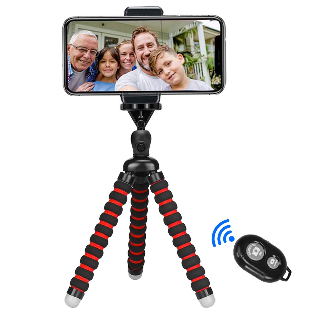 Phone Tripod, Tabletop Travel Portable and Flexible Camera Stand Holder with Wireless Remote and Universal Clip (7.58 inch)