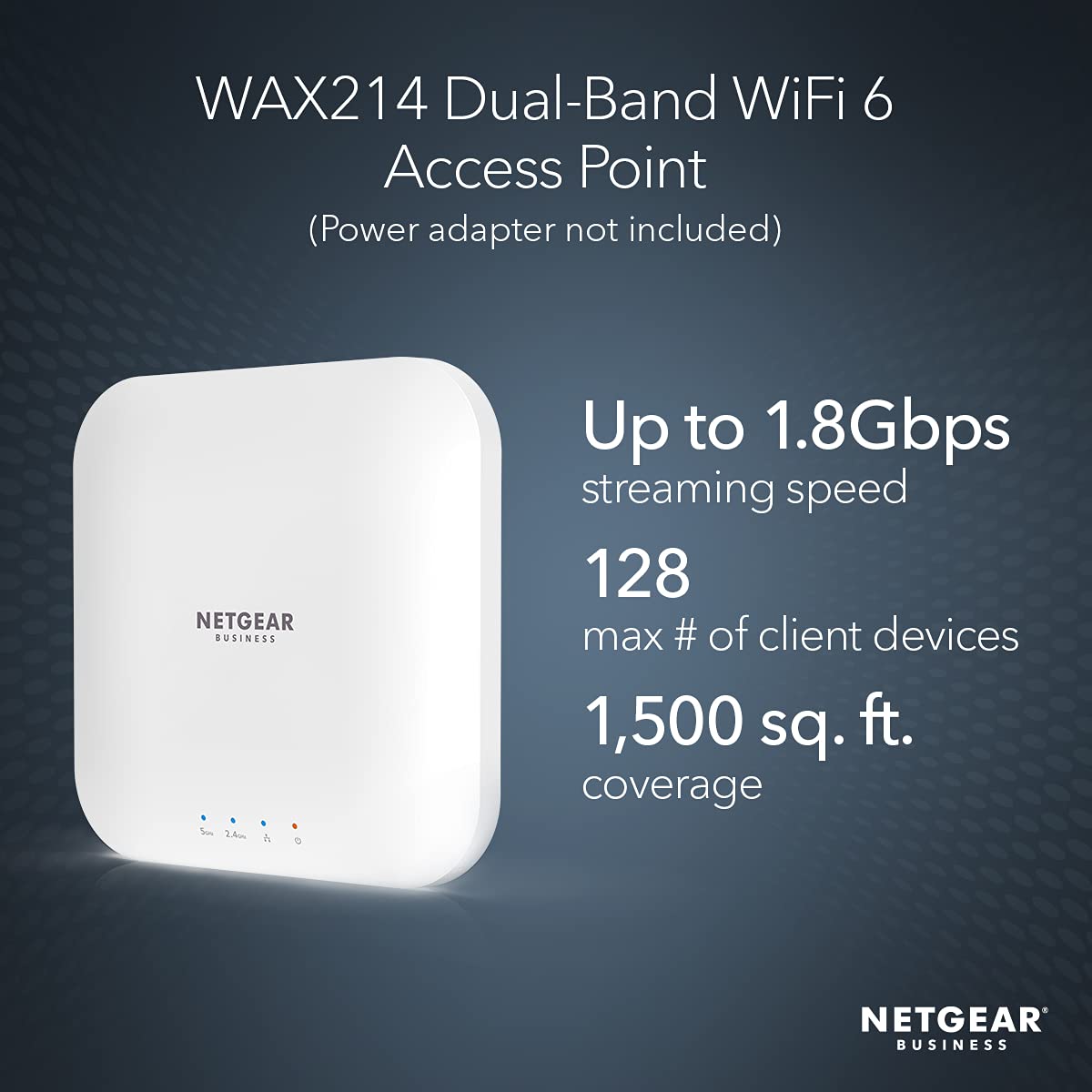NETGEAR Wireless Access Point (WAX214)| WiFi 6 Dual-Band AX1800 Speed | 1 x 1G Ethernet PoE Port| WPA3 Security | Create Up to 4 Separate Wireless Networks |Ceiling and Wall Mount