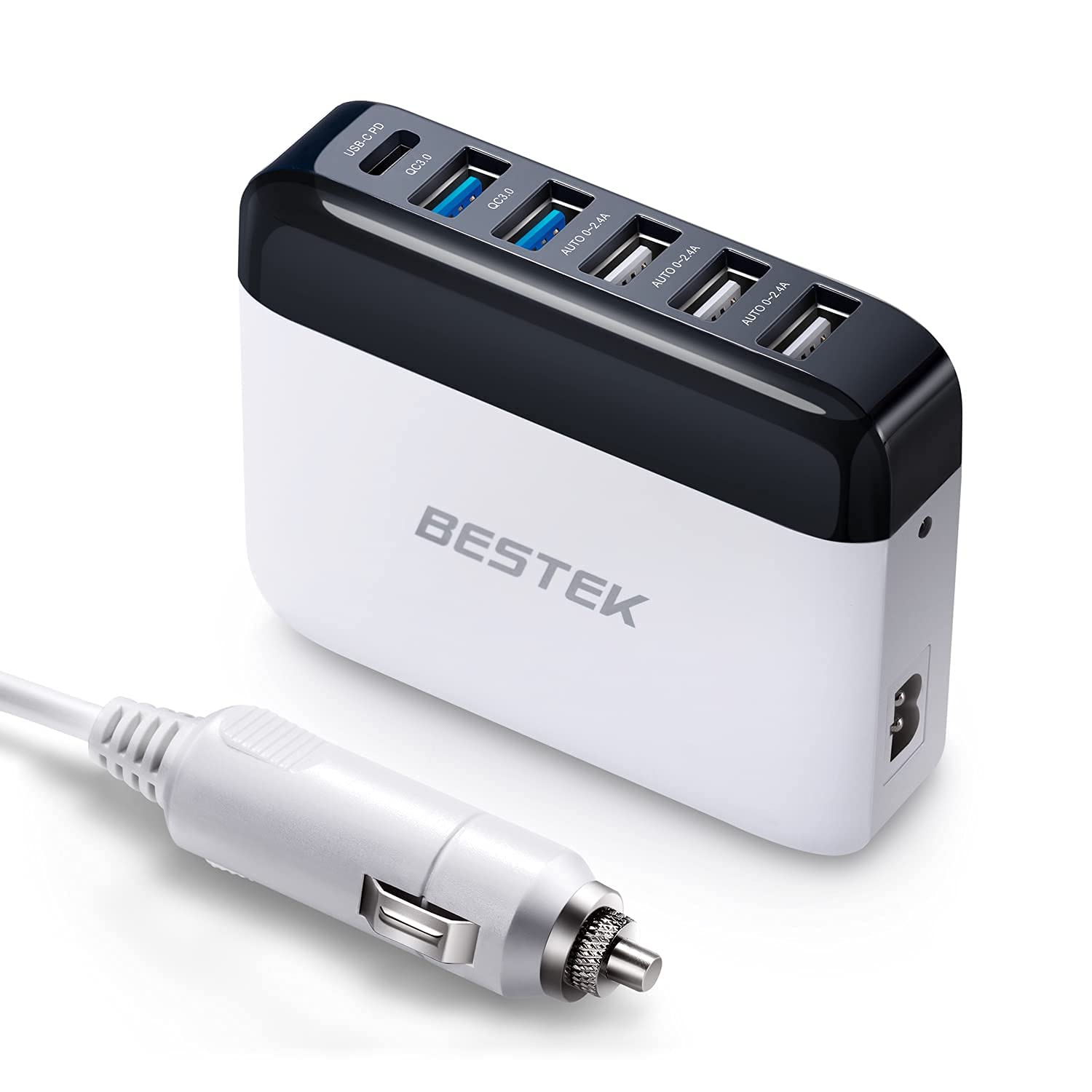 BESTEK Car Charger Adapter: 36W Dual Quick Charge QC 3.0 | 30W USB-C PD | 20W 3 USB Ports | 1.5m Cable Cigarette Lighter Plug for Mobile Phone Smart Table Laptop Vehicle Truck Van