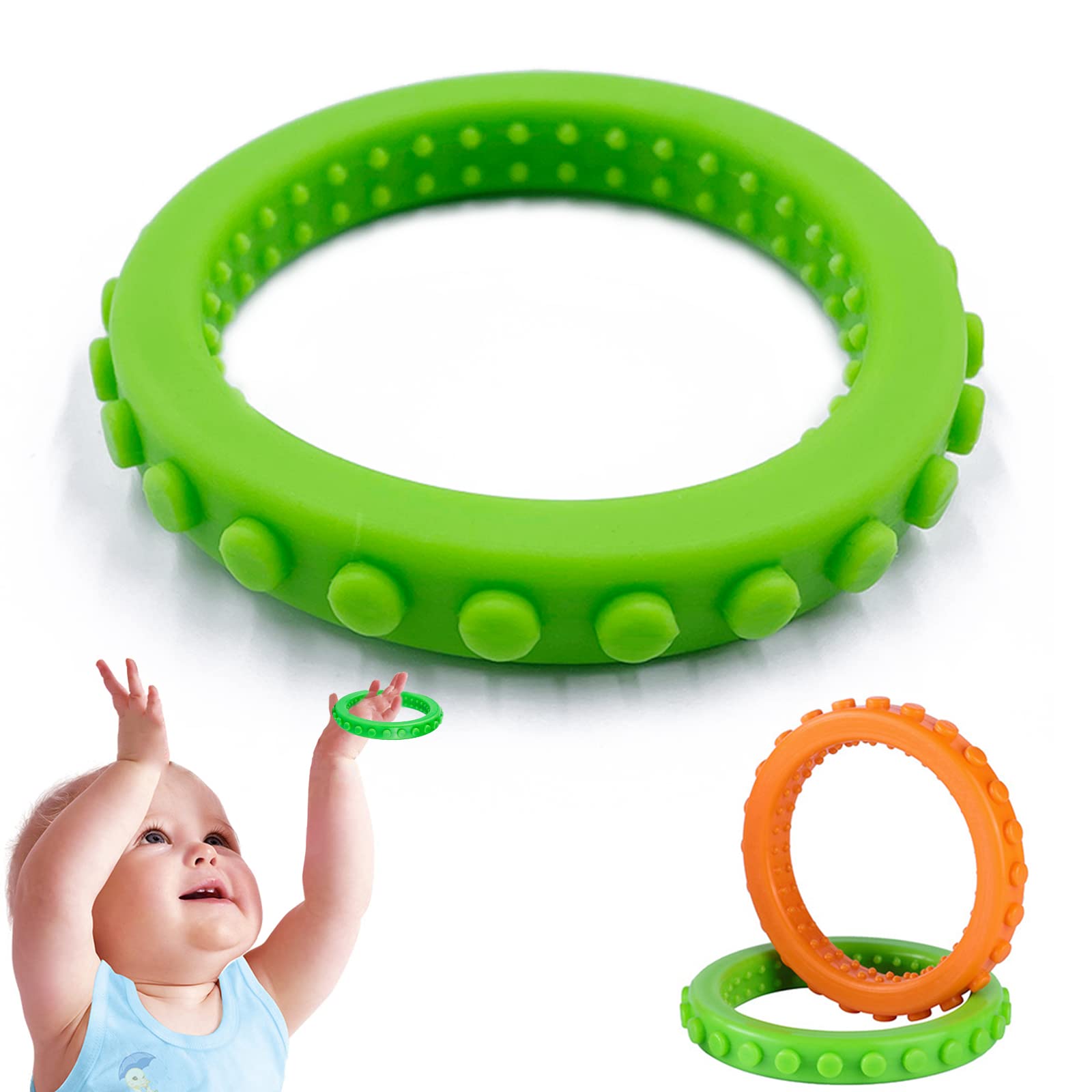 Sensory Chew Bracelet Teether for Kids Toddlers, Silicone Teething Ring BPA Free Autism Chewing Toy for Baby Boy Girl with ADHD, Teething, Anxiety, Biting Needs, Oral Sensory Motor Aids…