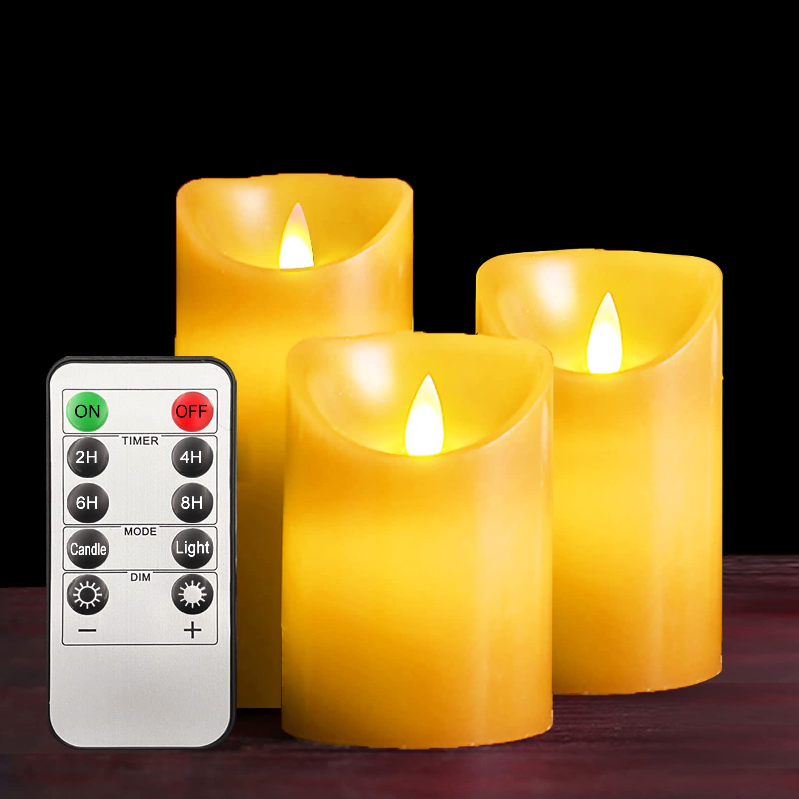 LED Candles Battery Candles Flickering 4" 5" 6" Real Wax with Remote Control Timer，flameless Candles Christmas Candles Ramadan Decorations Pack of 3 (Ivory)