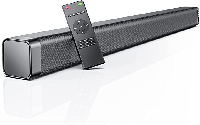 Soundbar, 37 inch Sound Bar for Smart TV, Bluetooth 5.0 TV Speaker with Built-in Subwoofer, 120 dB 3D Surround Sound System for HD & 4K TV, Optical Cable included
