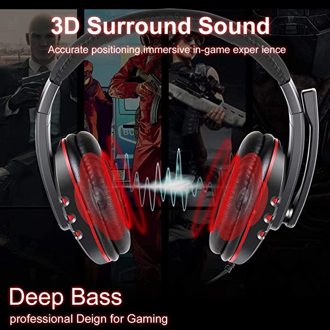 JAMSWALL Gaming Headset for PS4 Xbox One S 3.5mm Wired Over-head Stereo Gaming Headset Headphone with Mic Microphone, Volume Control for SONY PS4 PC Tablet Laptop Smartphone Xbox One S