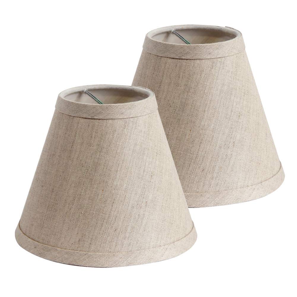 ONEPRE Candle Lampshades for Chandelier Ceiling Light Clip on Pendant Lamp Shades Linen, Set of 2