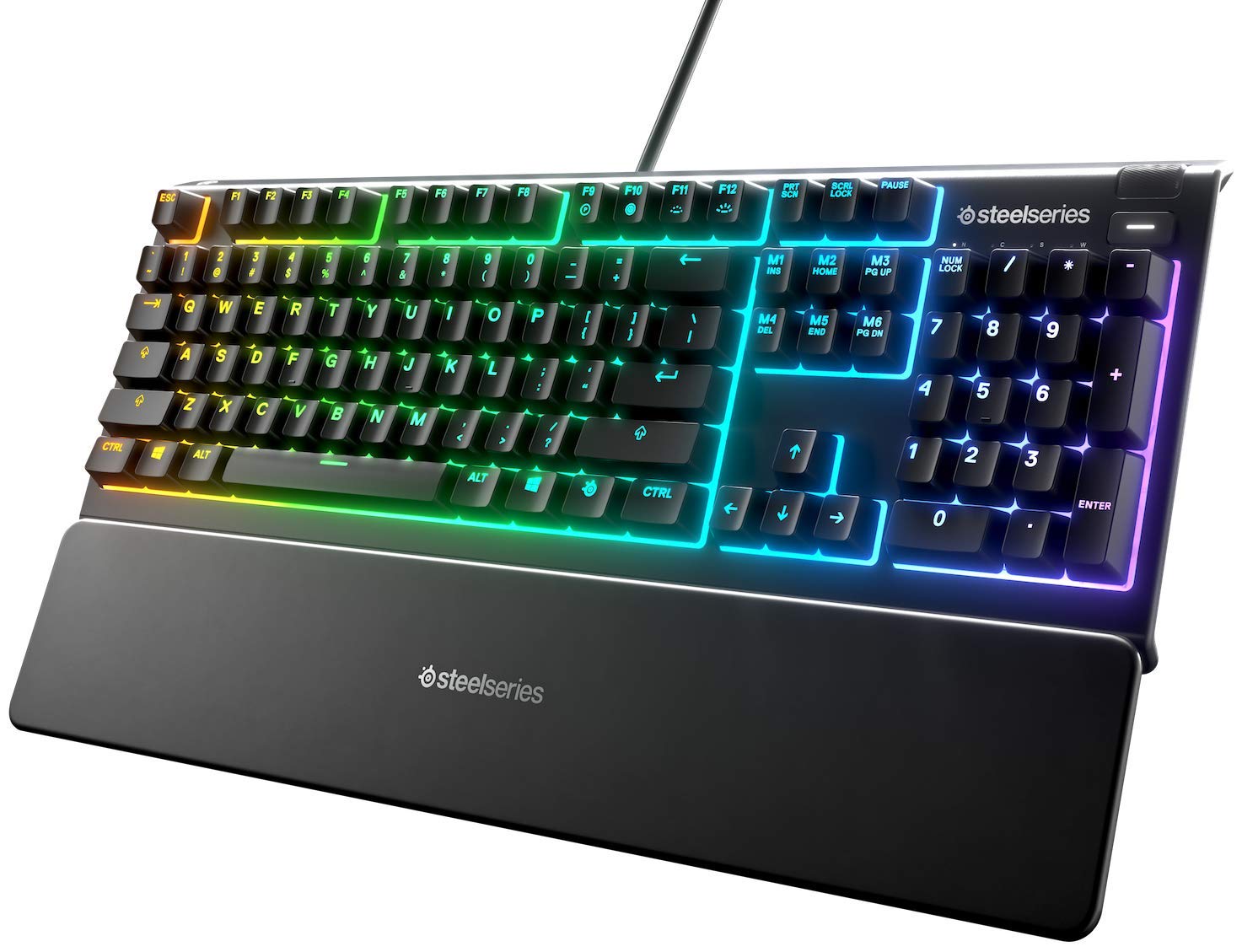 SteelSeries Apex 3 - RGB Gaming Keyboard - 10-Zone RGB Illumination - Premium Magnetic Wrist Rest - English Qwerty Layout PC, Standard