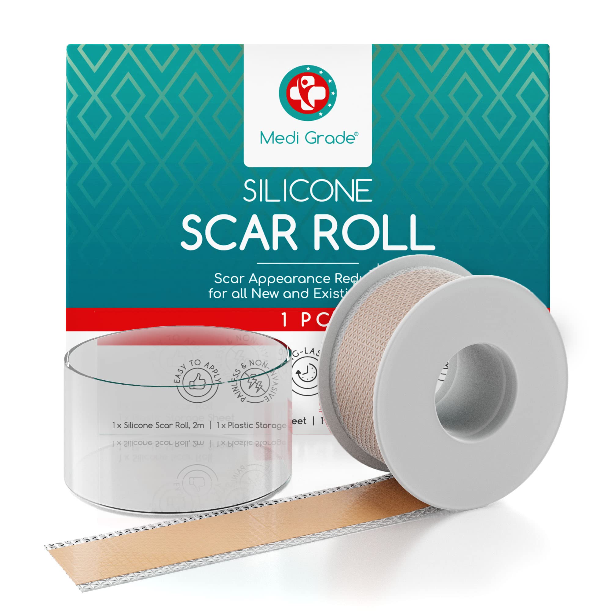 3 Pack Silicone Scar Sheets,Medical Grade Soft Silicone Scar Tape, Strips, Roll - Scars Removal Treatment,8Pcs/Pack, Size: One size, Other