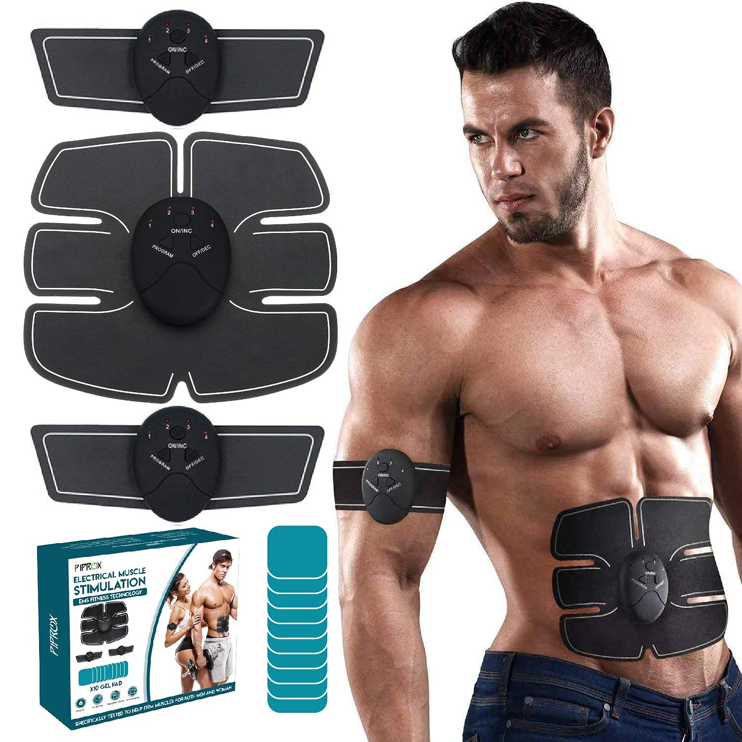 KATIX EMS Muscle Stimulator Fitness Massage Belts & Electric Stimulators 8 Gel Pads for ABS Stimulator Trainer Mome Fitness Electric for Man and Woman