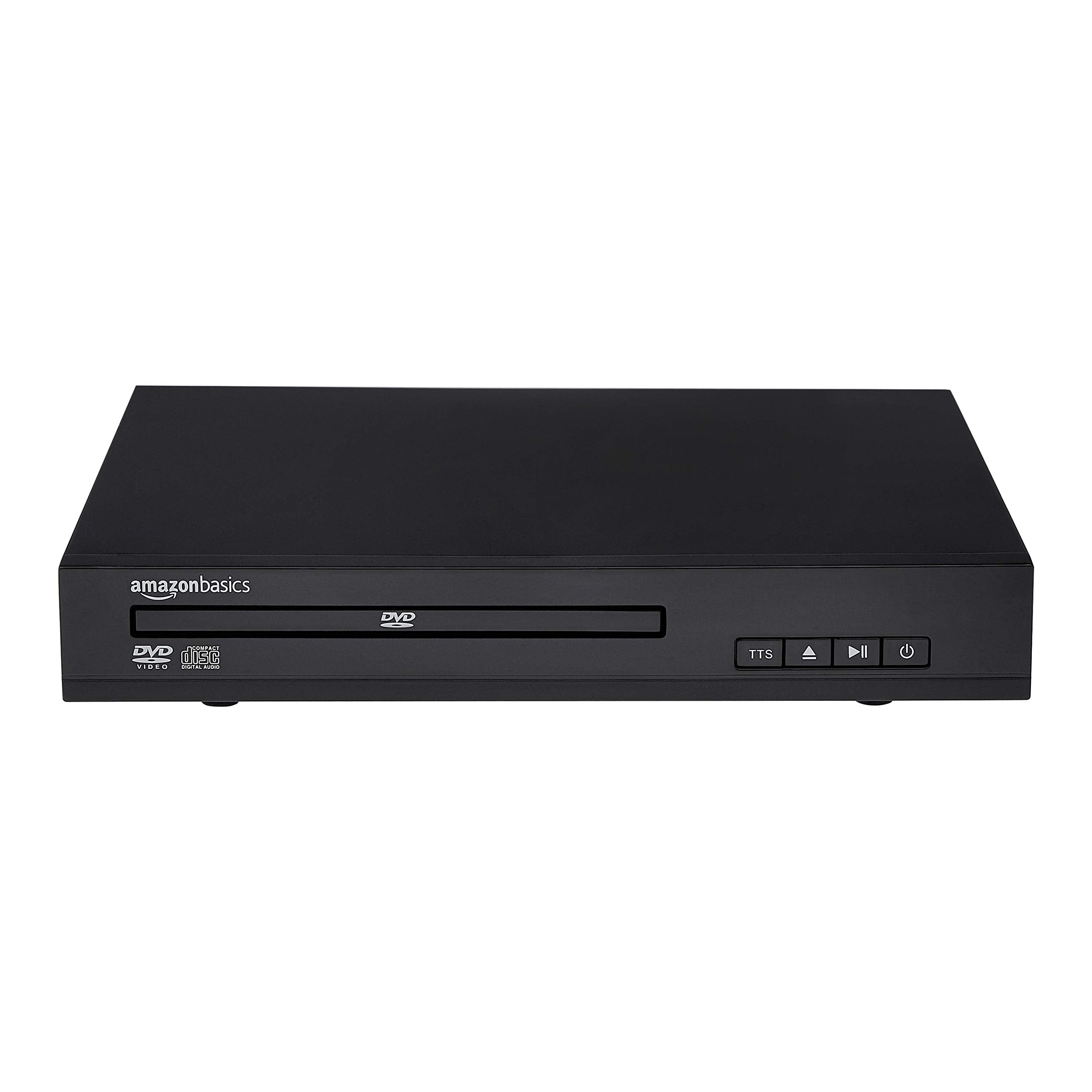 Amazon Basics Mini DVD Player with Text-To-Speech Technology, RCA and Remote Control - Black
