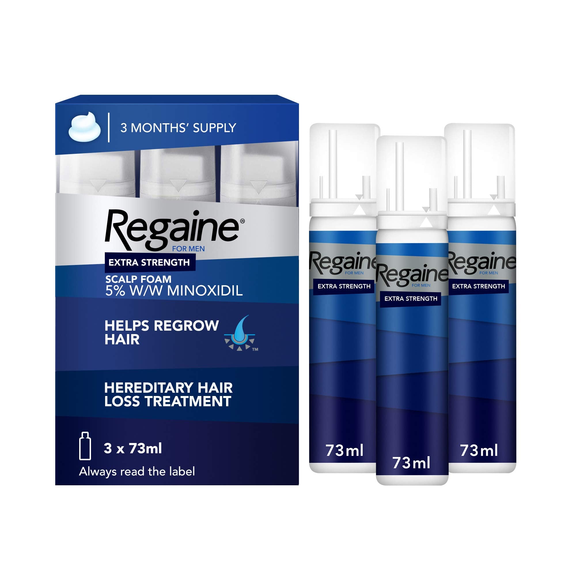 Regaine for Men Hair Loss & Hair Growth Scalp Foam Treatment with Minoxidil, 3 Month Supply,3 Units x 73 ml, Packaging May Vary