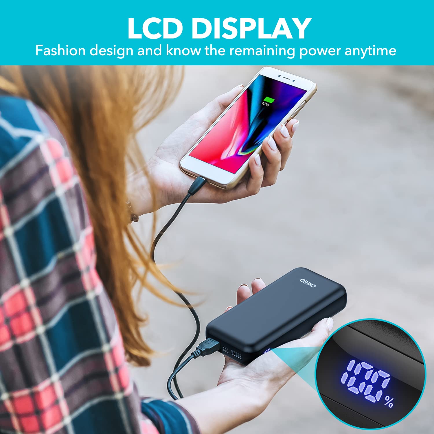 CHHID LCD Display Portable Charger Power Bank,26800mAh High-Capacity Dual USB Battery Pack, External Battery Cell Phone Charger Compatible with iPhone,Android etc.