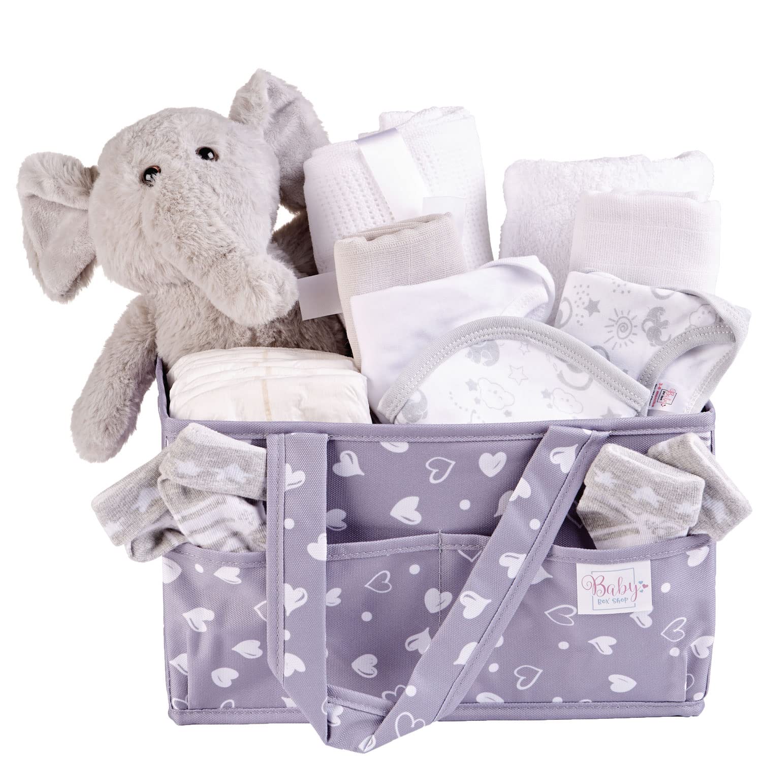Newborn Baby Gifts Nappy Caddy Set – Washable Multi-Functional Grey Caddy Bag to Store and Organise Baby Essentials Like Nappies, Wipes, Cream, Toys, Bottles, Bottle Warmer, etc.