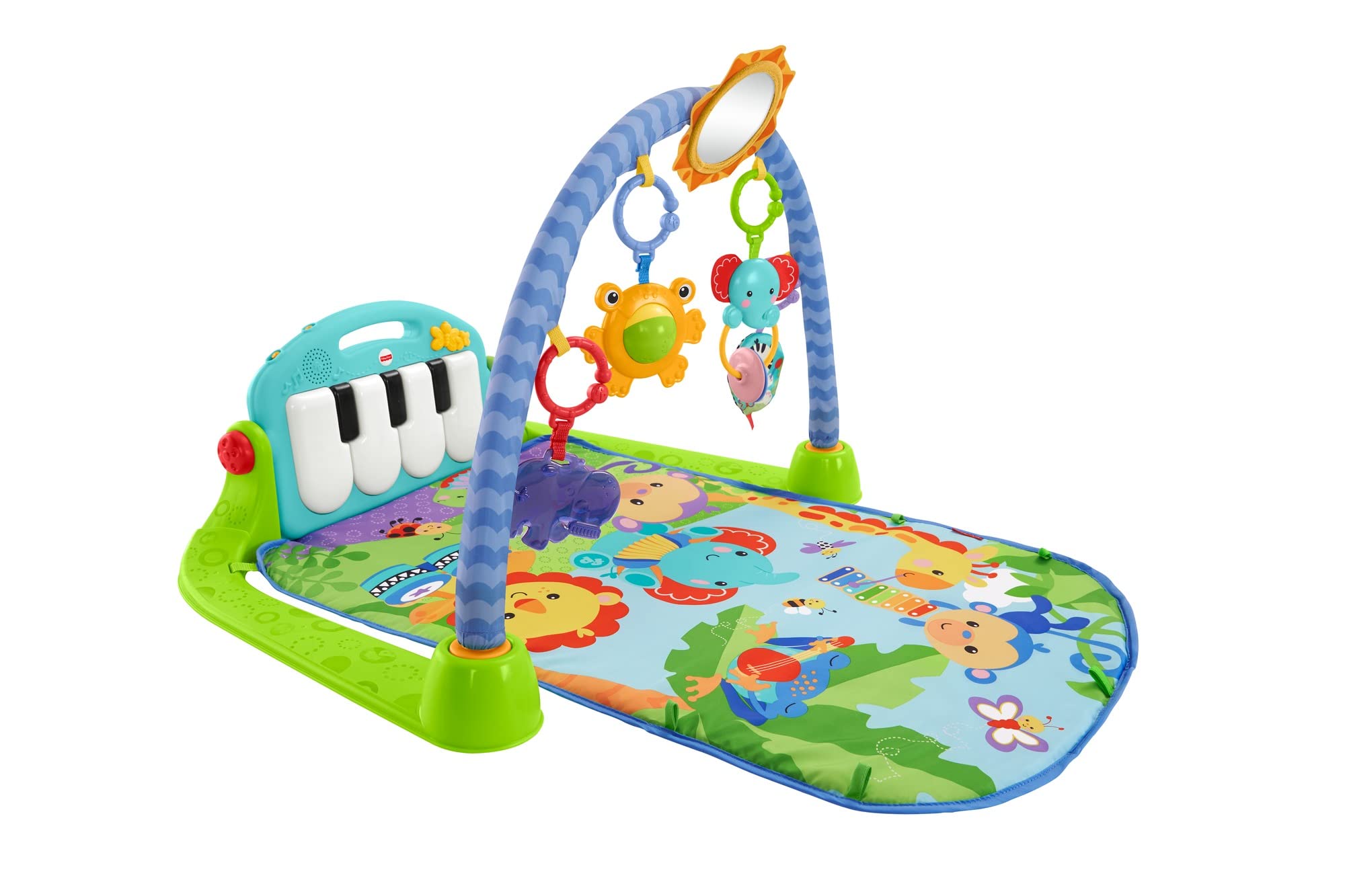 Fisher-Price Kick & Play Piano Baby Gym, activity mat with removeable musical piano and moveable toys for infants, HBB73