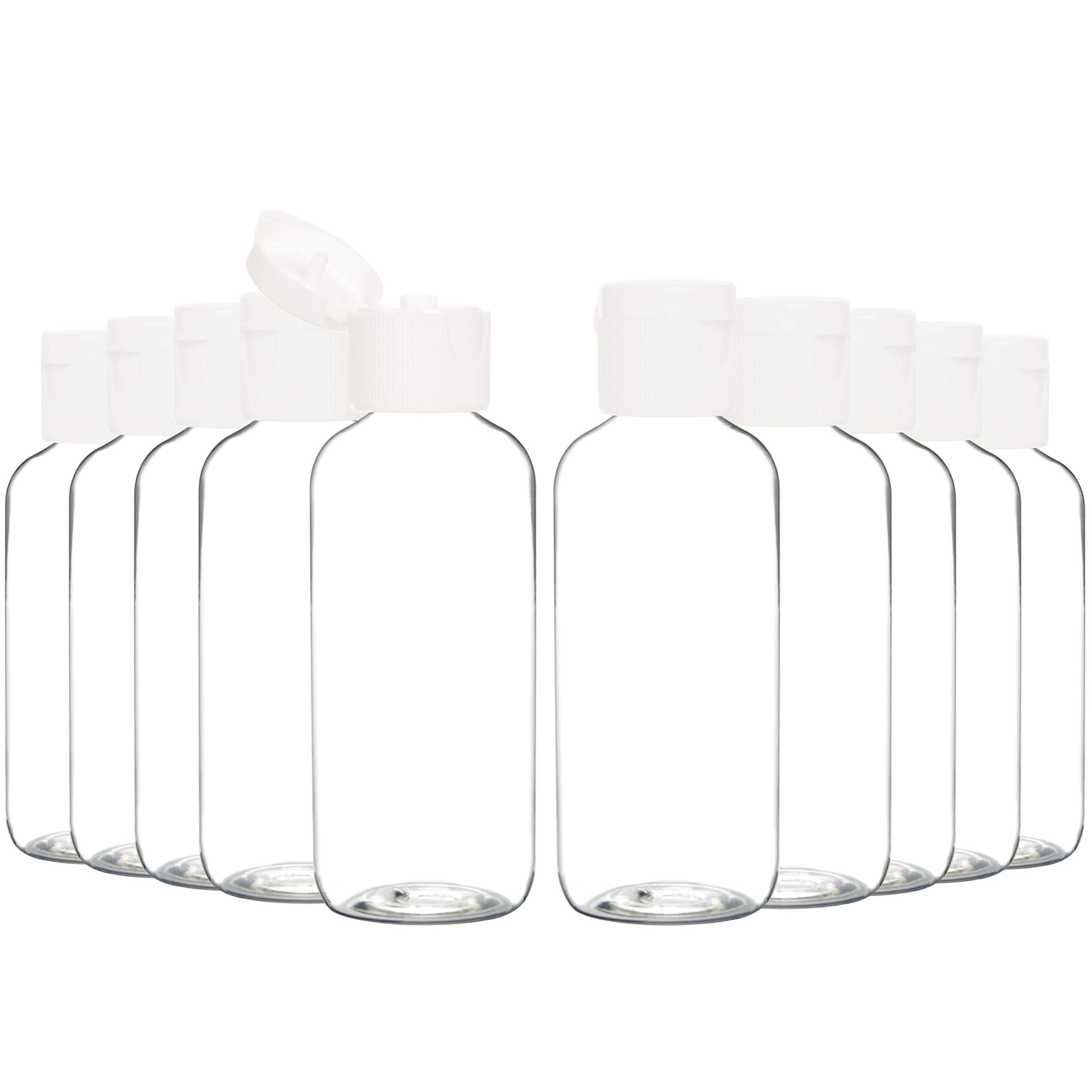 Youngever 24 Pack 50ML Re-usable Plastic Empty Bottles with Disc Cap, 2 Ounce Refillable Cosmetic Bottles, Squeeze Containers for Shampoo, Liquid Body Soap, Lotion, Cream