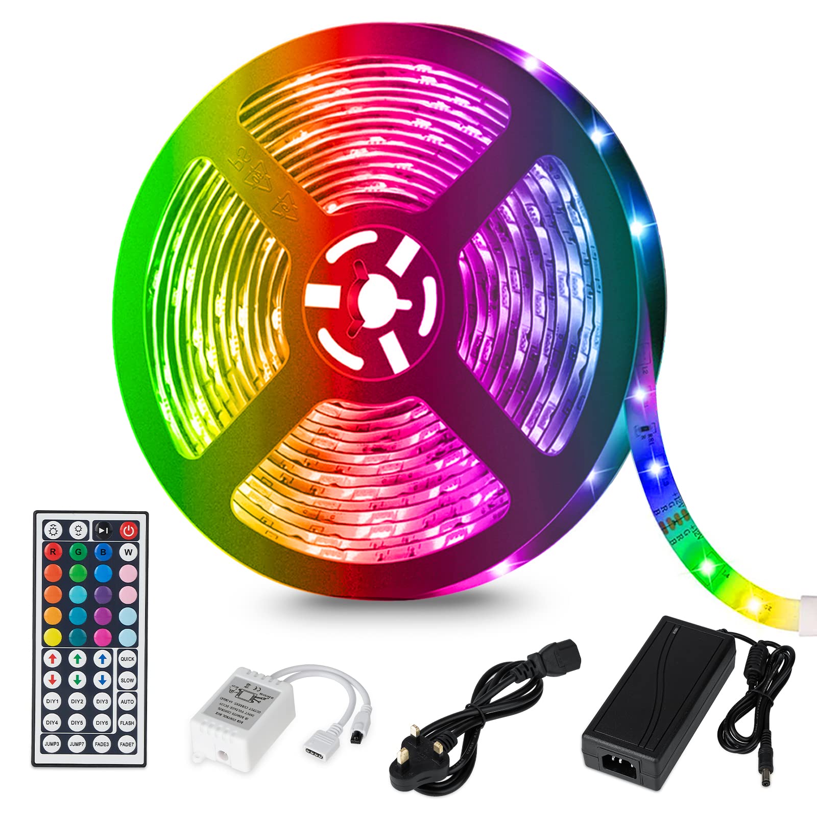 LED Strip Lights 5M with Remote SUNNEST RGB Light Strip Colour Changing for Home Car TV Stairs DIY Decoration