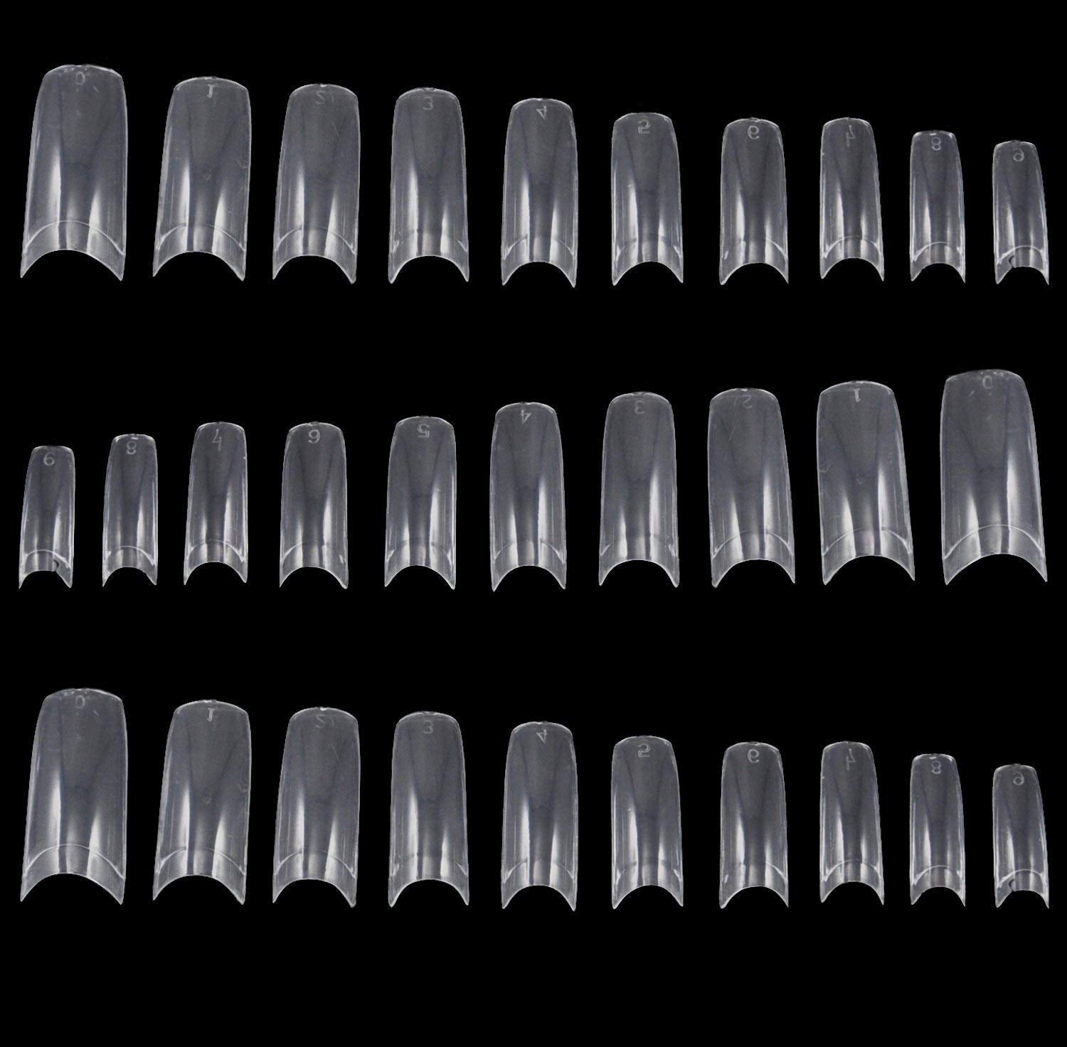 TRIXES 500 x French Nails Clear Acrylic Tips - DIY Manicure Vanish or Gel Extension 10 Sizes